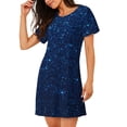 thumbnail image 2 of Fotbe Sparkling Blue Glitter Bata de Dormir para Mujer con Estampado, Camisón de Algodón de Manga Corta, Ropa de Dormir Casual, 2 of 6