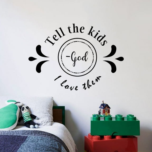 I Love Them Tell The Kids God Religion Quote Positive Life Inspiration Quotes Saying Wall Art Sticker Designs Vinyl Stickers For Home House Walls Rooms Windows Bedroom Decoration Size (15x30 inch)