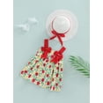 thumbnail image 3 of Qmyliery Baby Girls Suspender Dress with Summer Hat, Bowknot Shoulder Straps Flower Printed One Pieces Dress and Straw Cap, 3 of 9
