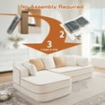 thumbnail image 3 of 106" Teddy Fabric No Assembly 32D Boneless Sofa, Comfy Couch with L-Shaped Chaise for Living Room, White, 3 of 7