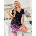 thumbnail image 4 of Ekouaer Nightgowns for Women V Neck Sleepshirt Short Sleeve Nightdress Lace Trim Night Gown House Dress with Pockets, 4 of 6