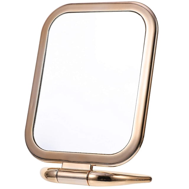 Espejo de maquillaje de aumento WEIHJMXG cuadrado champán