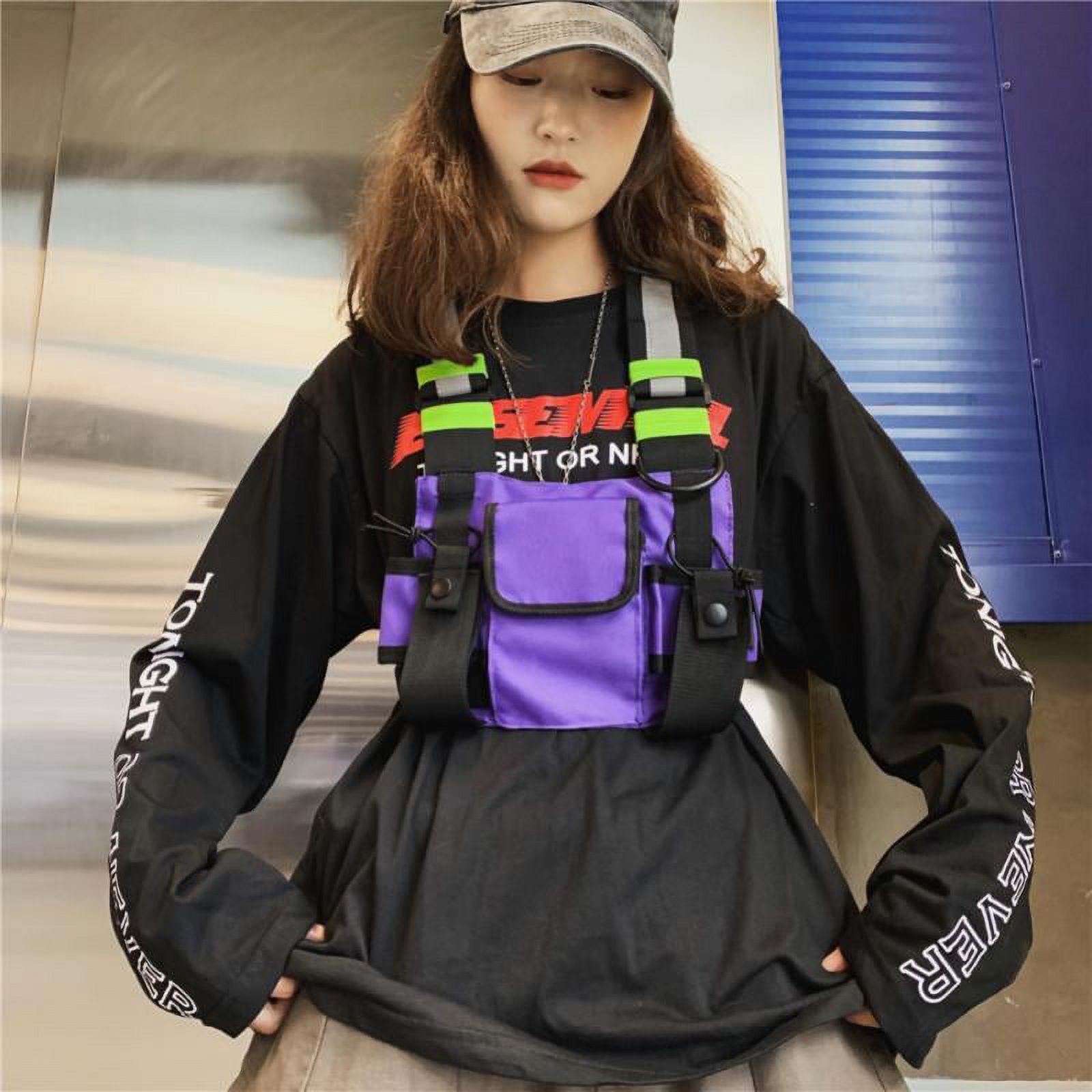 JANDEL Men Women Fashion Chest Rig Bag, Reflective Vest Hip Hop Streetwear Functional Harness Chest Bag Pack Front Waist Pouch Backpack - image 3 of 8