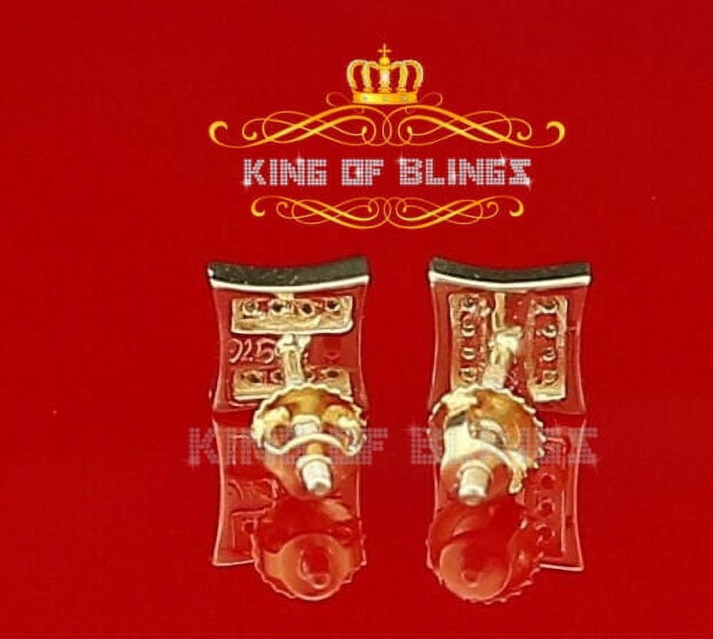 King of Bling's 0.10ct Diamond 925 Sterling Silver Yellow Stud Women's/ Men's kite Charm Earring
