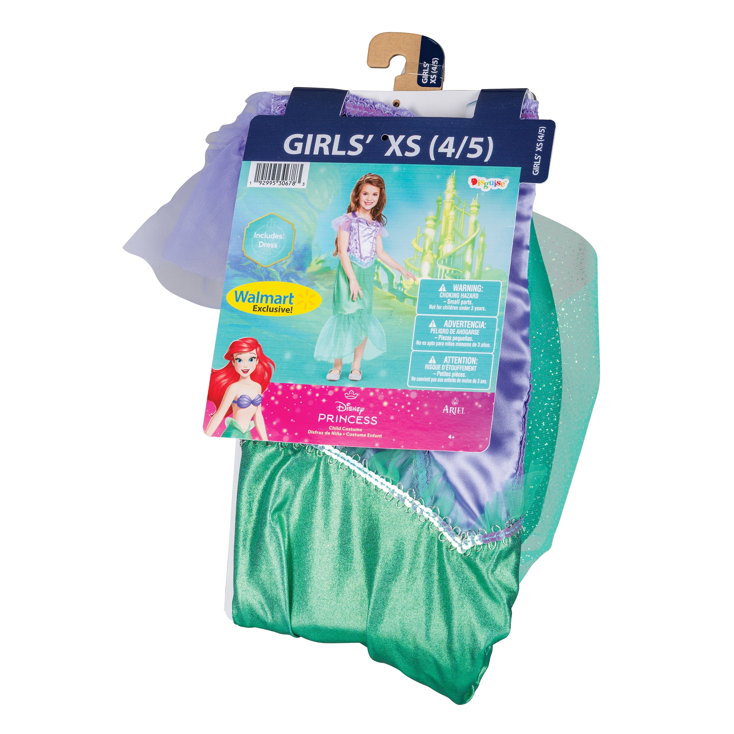 Disney The Little Mermaid Ariel Halloween Costume for Children, Girls Size XS (4/5), by Disguise
