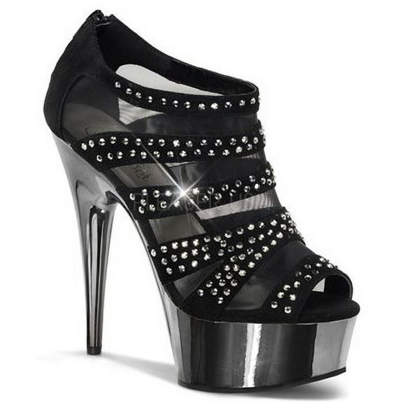 DELIGHT-600-8, 6'' Heel 1 3/4''  Peep Toe Mesh Ankle Bootie