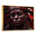 thumbnail image 2 of Designart "Crimson And Onyx Aztec Fighter Likeness" African Mask Floater Framed Canvas Prints, 2 of 5