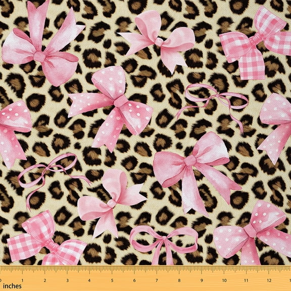 jejeloiu Cheetah Leopard Brown 5 Yard Kids Breathable Girls Bow Sewing Decor Fabric by the Yard