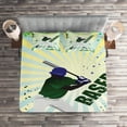 thumbnail image 2 of Ambesonne Green Quilted Coverlet 3 Pcs, Grunge Baseball Pop Art, Queen Size, Green Yellow, 2 of 2