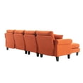 thumbnail image 5 of U-Shaped Sectional Sofa with Chaise lounge and Movable Ottoman, 108" W 5-Seater Corner Couch with Padded Cushions and 2 Pillows, Modular Sectional Sofa for Home Office Apartment, Orange, 5 of 9