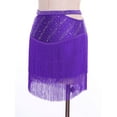 thumbnail image 7 of Sholeno Latin Dance Skirt for Women Cutout Elastic Waist Shiny Cha Cha Salsa Rumba Ballroom Dancewear Purple XXL, 7 of 7