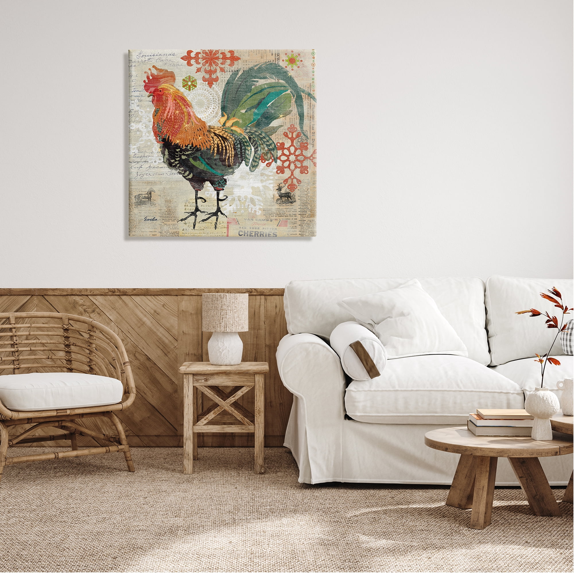 Stupell Kitchen Rooster Farmhouse Collage Animals & Insects Painting Gallery Wrapped Canvas Print Wall Art