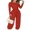 Red, variant on CHICME Jumpsuits for Women Dressy Pearls Decor Long Sleeve Casual Ruched Wide Leg Rompers Black-S