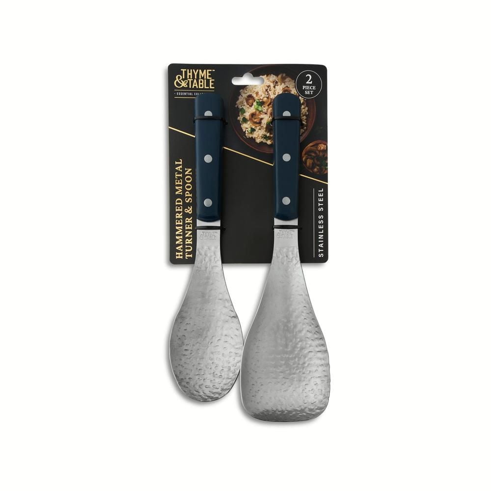 Thyme & Table 2-Piece Hammered Metal Turner & Spoon Set, Spoon