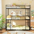 thumbnail image 4 of Costway Full Over Full Over Full Metal Bed Frame Heavy-Duty Triple Bunk Bed w/Dual Ladders, 4 of 10