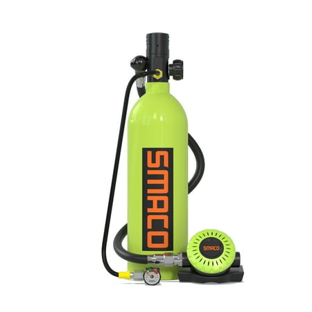 SMACO Mini Scuba Tank 1L Scuba Tank S400PRO Scuba Diving Tank Diving Equipment for Underwater Exploration Green