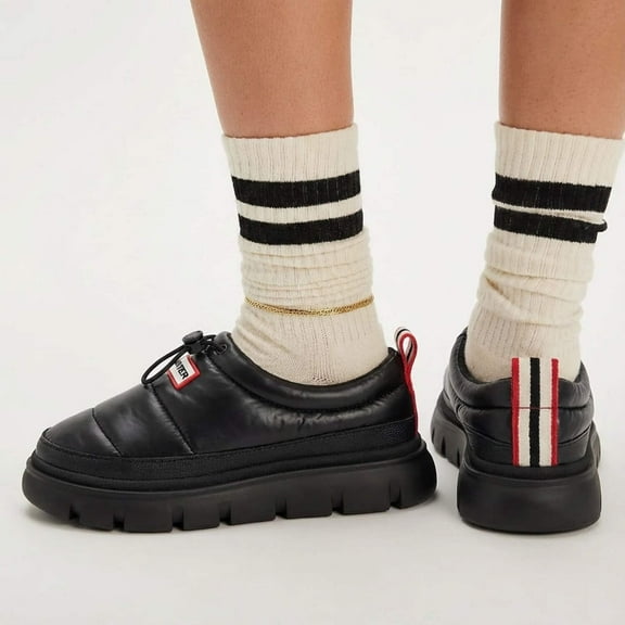 Hunter Womens Madi Insulated Water Resistant Slip-on Mules Shoes Black HWMADI 001