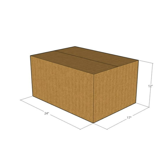 24x17x12 Kraft Brown Corrugated Shipping Boxes, 32 ECT Single-Wall, Qty 5