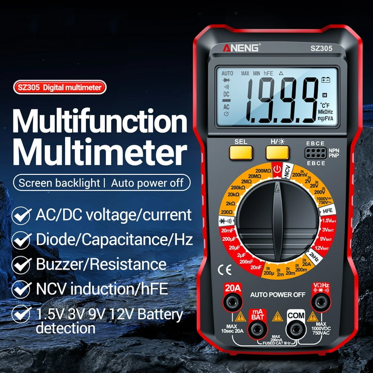 1999 Counts 1000V Multimeter Resistance Test Ohm Meter Tester