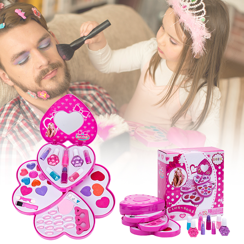 Makeup Box Toy Set Safe Material Social Skills Developing Heart Shaped  Educational Dress Up Pretend Play Toy Set Gift for Children 