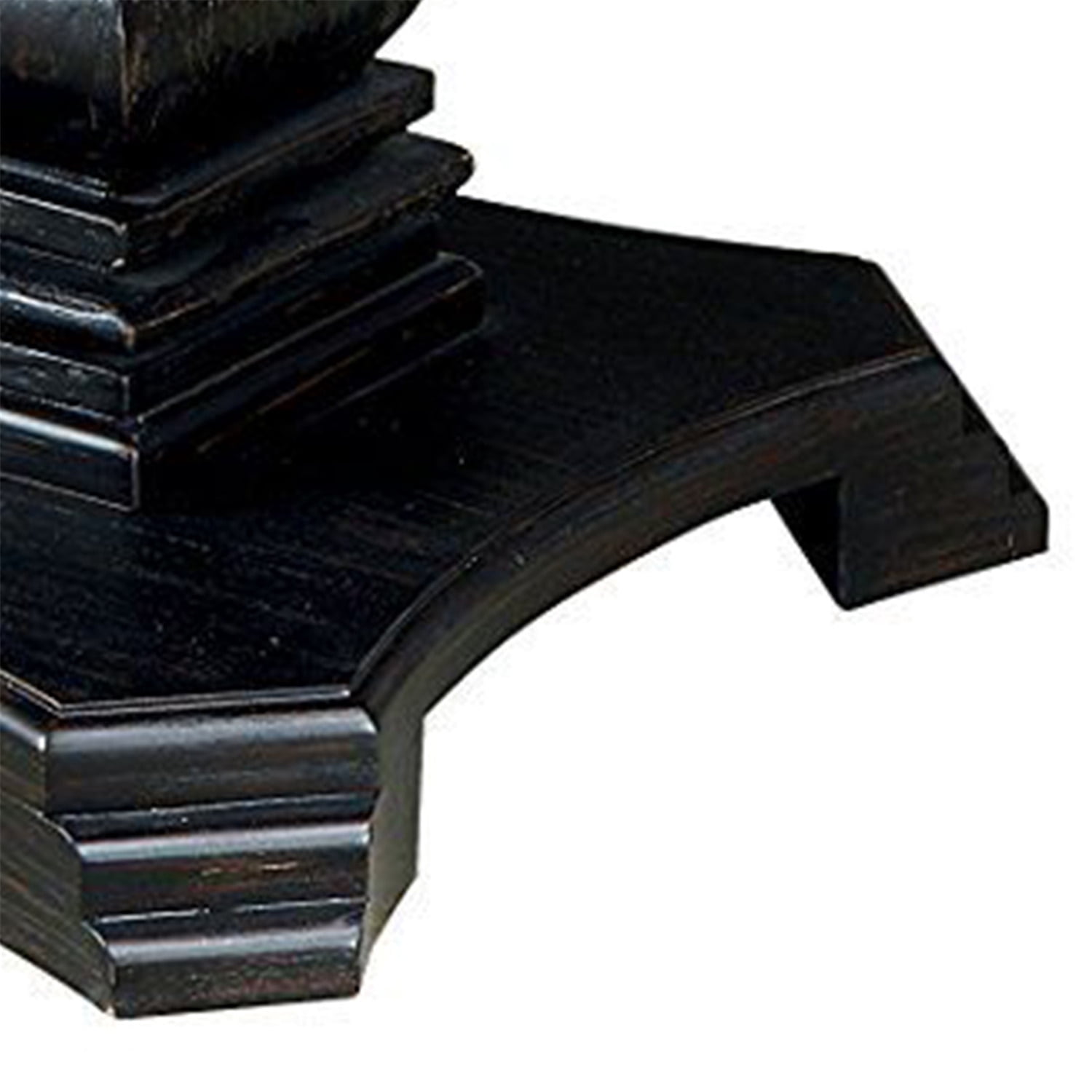 Benjara 48" Traditional Solid Wood Dining Table with Round Top in Black