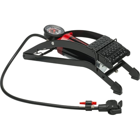 Blackburn Bicycle Foot Pump with Pressure Gauges with Presta and Schrader Valves, Black, 13 inch.