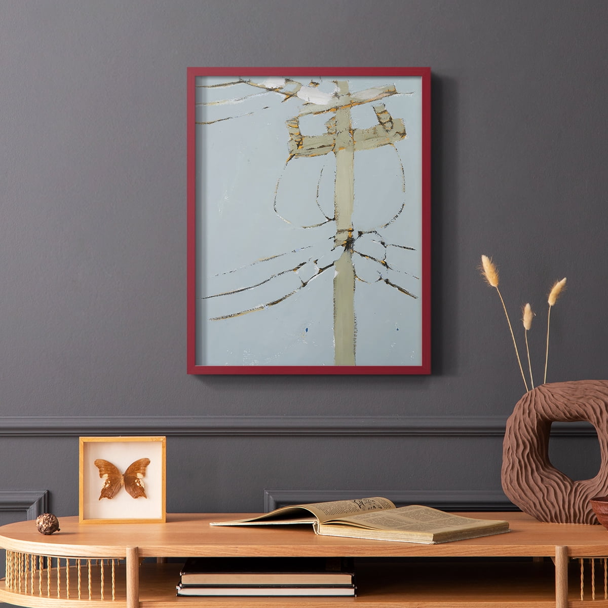 Wires V Framed Print - Solid Wood in Single Picture Frame Solid Wood 2 Framed Print