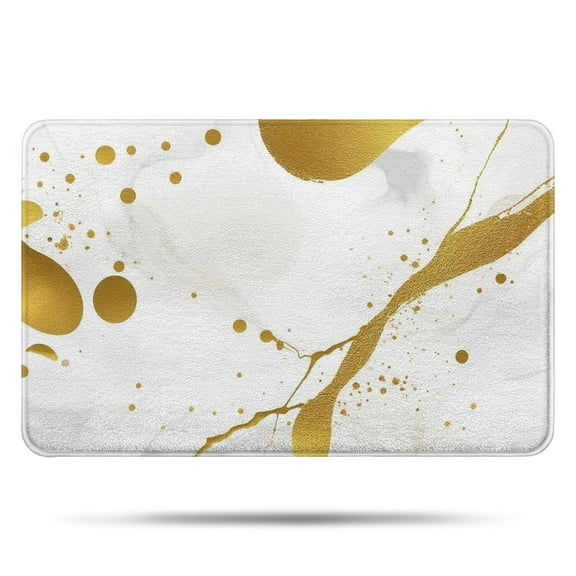 White Gold Marble Pattern Bathroom Rugs Mat,Non Slip Microfiber Bathroom Rug,Rubber Backing,Soft Bathroom Mats for Bathroom Floor,Tub and Shower,17x27in(43x68cm)