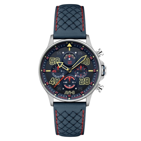 AVI-8 Hawker Typhoon Coningham Chronograph Rumbold Leather Strap Blue Dial Quartz AV-4093-0C Men's Watch