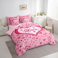 thumbnail image 4 of Feelyou Happy Valentine's Day Twin Bedding Sets 7-Piece, Pink Watercolor Bedding Comforter Set, Romantic Love Theme Reversible Sheet Sets, Super Cozy Room Decor, 4 of 8