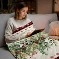 thumbnail image 5 of Christmas Plants Flannel Blanket for Bed,Travel and Camping, Winter Eucalyptus Leaves Bird Geek Super Soft Cozy Blanket for All Seasons 30"x40", 5 of 9