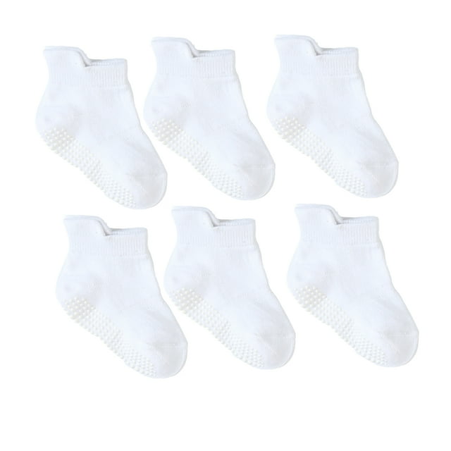 6 Pcs Bas pour Enfants avec Bonne Élasticité Confortables à Porter Style Simple Bonne Fabrication Blanc 14-16
