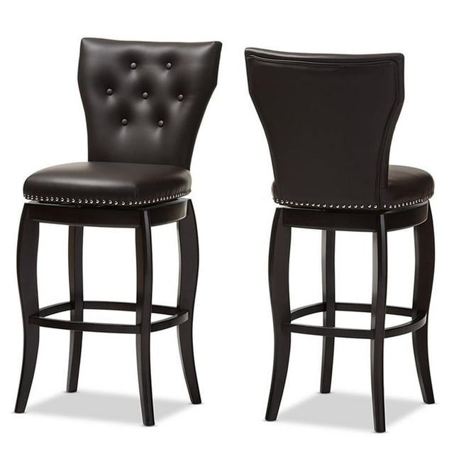 Baxton Studio Leonice Tabouret de Bar Pivotant en Faux Cuir 31 Pouces (Ensemble de 2)