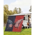 thumbnail image 4 of 4th of July RV Awning Sun Shade Screen 9'X7' Freedom Butterfly Mesh Sunscreen Red Blue Stars Patriotic Awning Shade Screen with Zipper UV Blocker Completed Kits for RV Motorhome Camper, 4 of 7