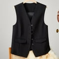thumbnail image 2 of Fsqjgq 2024 Fall Sleeveless Blazer Vest Fully Lined Button Fashion Casual Open Front Work Vest Tops Formal Business Dressy Suit Vest Jackets Outwear, 2 of 5