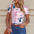 thumbnail image 6 of KLL Women 's Crew Neck Bodysuit Jumpsuits Cartoon Poodle Dog Print Short onesies Stretch T Shirts, 6 of 7
