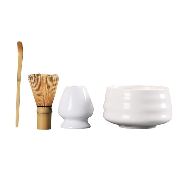 Juego de de té tradicional de 4 piezas, estilo japonés, de B-Cuenco de té blanco Zulema Soporte de batidor Matcha