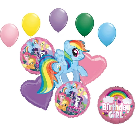My Little Pony Rainbow Dash Happy Birthday Party Supplies 11 Piece Mylar & Latex Balloons Set Latex and Mylar Balloon Set