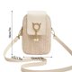 thumbnail image 3 of Bolso cruzado tejido con paja Mini bolso para gatos – correa ajustable de nailon, portamóviles de gran capacidad, bolso de viaje de verano blanco caqui marrón, 3 of 6