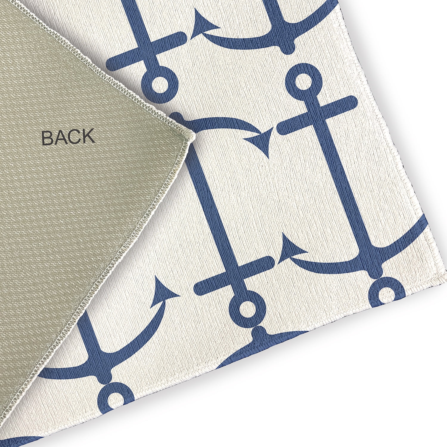 24" 36" Simply Daisy Anchor Pattern Beach Style Chenille Area Rug, Nautical Navy