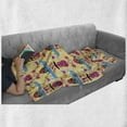 thumbnail image 5 of Cinco de Mayo Soft Flannel Fleece Throw Blanket, Colorful Funny Face Created with Mexican Culture Items, Cozy Plush for Indoor and Outdoor Use, 50" x 60", Pastel Yellow Multicolor, by Ambesonne, 5 of 5
