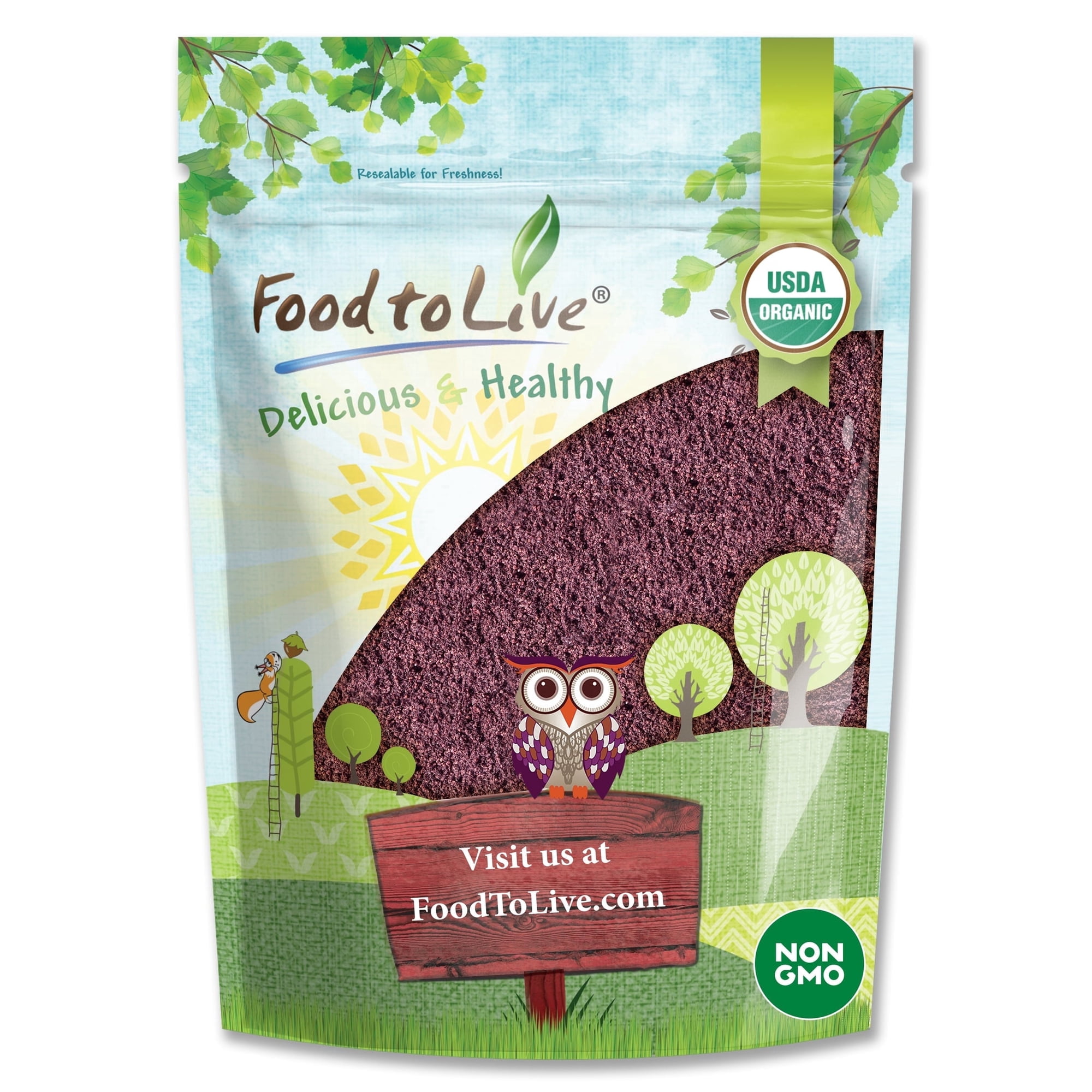 Organic Freeze-Dried Acai Berry Powder, 1 Pound — Non-GMO, Kosher, Raw, Vegan — by Food to Live
