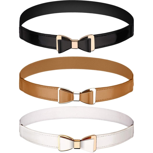 Cinturón fino para mujer de 3 piezas, cinturón elástico fino con lazo para vestido, 3 colores