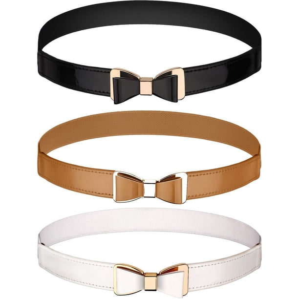 Cinturón fino para mujer de 3 piezas, cinturón elástico fino con lazo para vestido, 3 colores
