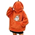 thumbnail image 3 of FYDUU Halloween Hoodies for Women Cute Ghost Graphic Pumpkin Hoodie Soft Comfy Fuzzy Hooded Sweatshirt Pullover Festive Outfit, 3 of 6