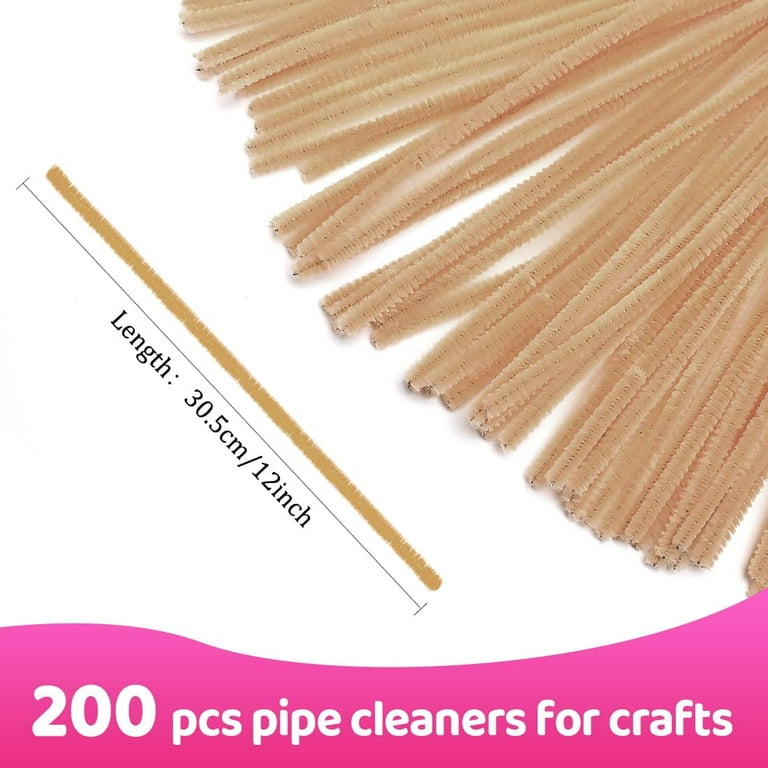 Pipe Cleaners for Crafts (200pcs in Skin Color), 12 inch Long Pipe  Cleaners, Pink Pipe Cleaners.