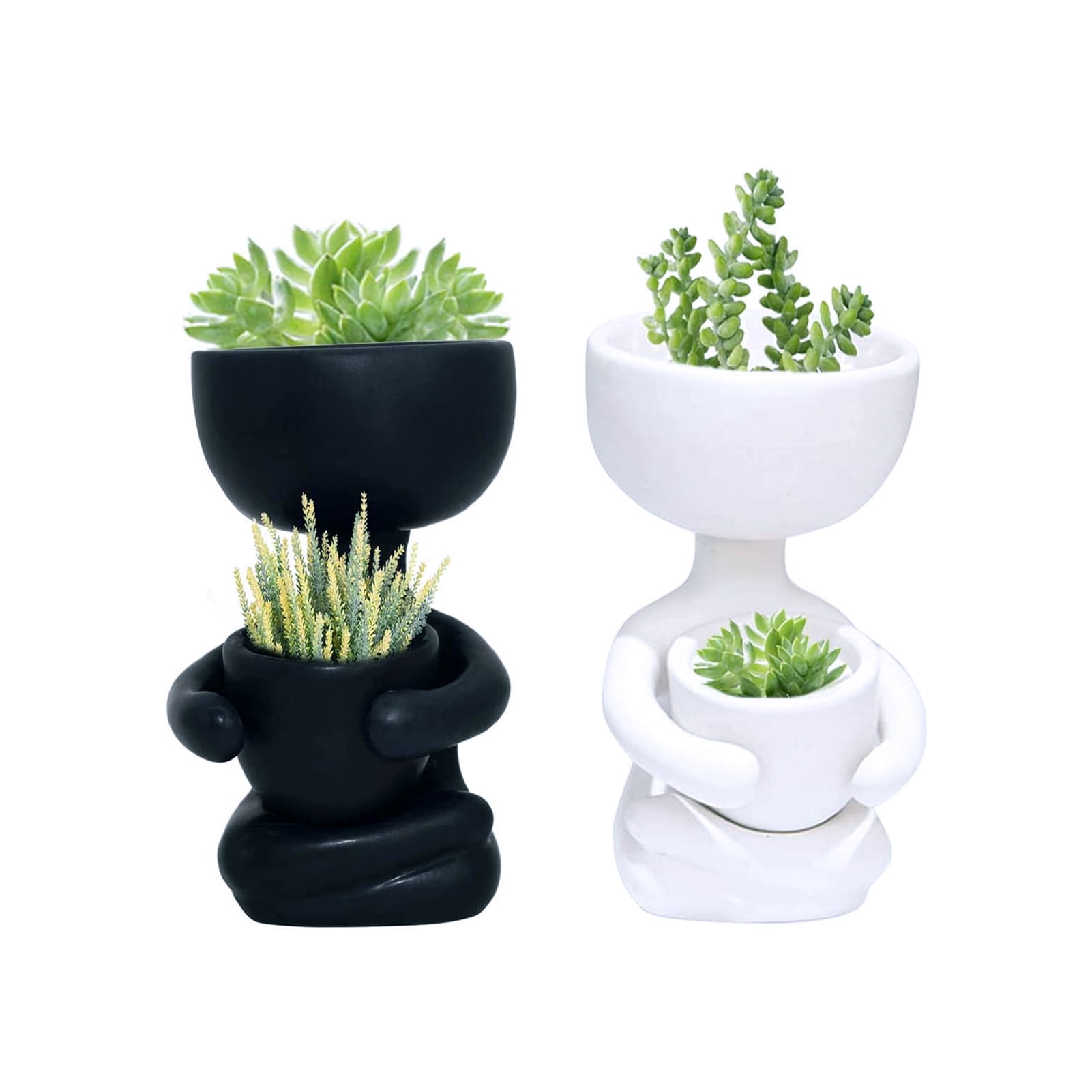 Wobythan Mini Decorative Pots for Plants, White Ceramic planter with