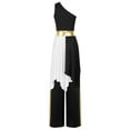 thumbnail image 2 of Yartina Womens Praise Dance Dresses Asymmetric Overlay Dress with Wide-Leg Pants Worship Dance Outfit Black XL, 2 of 7