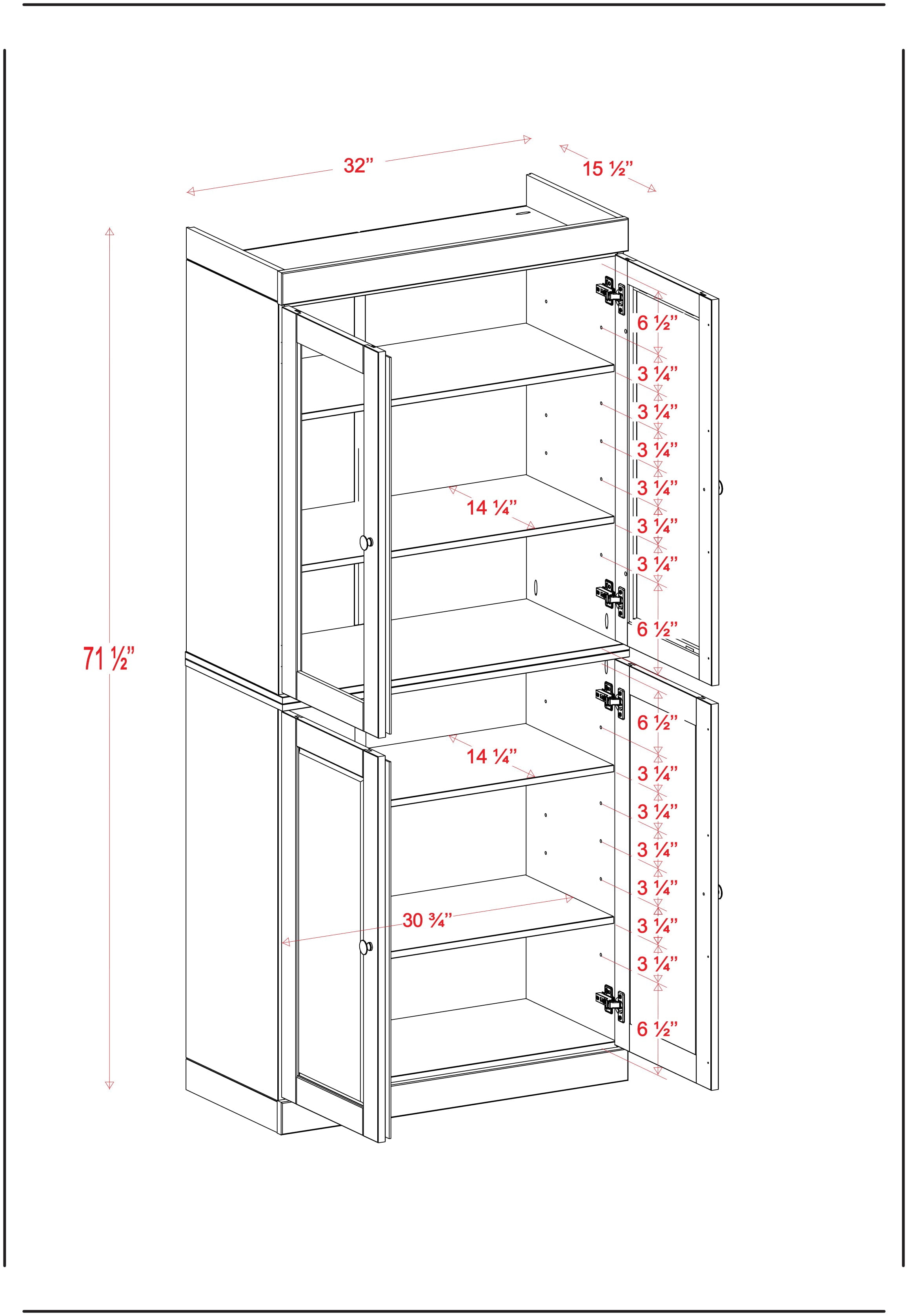 Palace Imports 100% Solid Wood Kitchen Pantry Storage Cabinet with Glass & Raised Panel Doors and Adjustable Shelves, 4-Door, Green