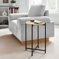 thumbnail image 3 of Xilo Round Wood and Metal Side Table in Oak, 3 of 9